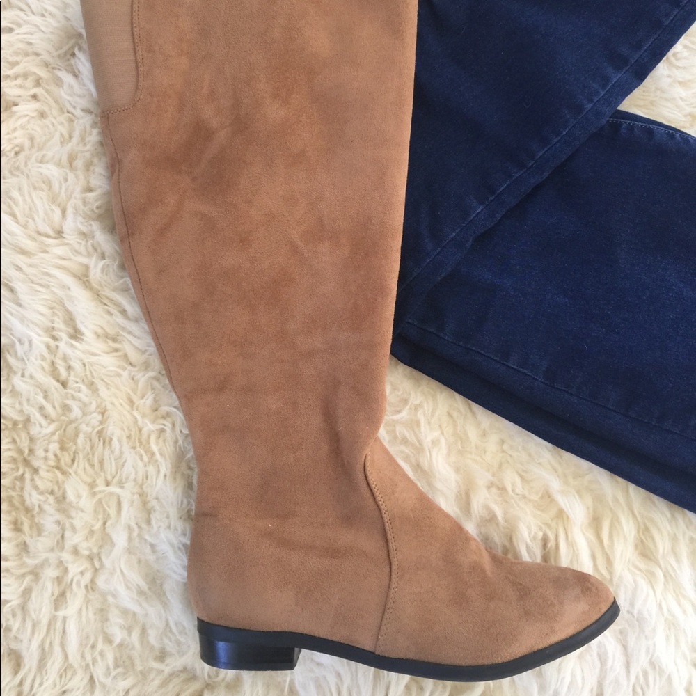 Suede over the knee boot.